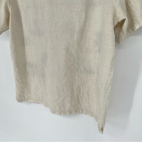 VTG New Directions Safari Print Embroidered Button Shirt Large Linen Cotton - Picture 13 of 16